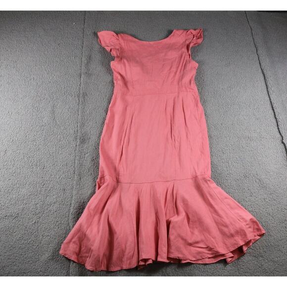 Rachel Parcell Dress Medium Pink Mauve Button Down Linen Blend Midi - Picture 3 of 8